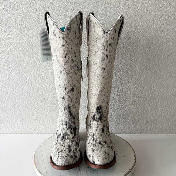 Lane Boots Womens Cowhide Cowboy Boots Tall Black Western Cow Skin Size 7 NEW - Picture 7 of 12